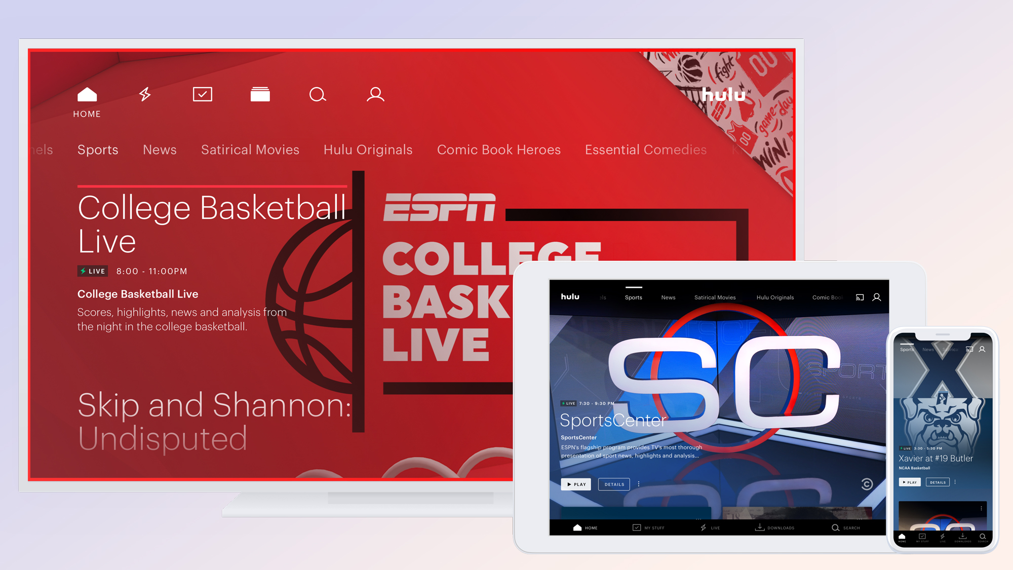 ESPN-content op Hulu met live-tv op tv, tablet en telefoon